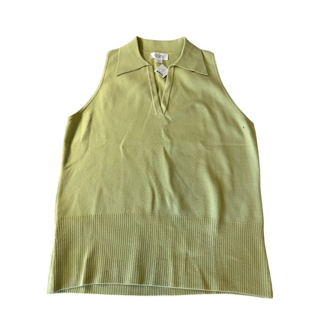 NWT Retro Ann Taylor LOFT sleeveless V-Neck Sweater Size Large